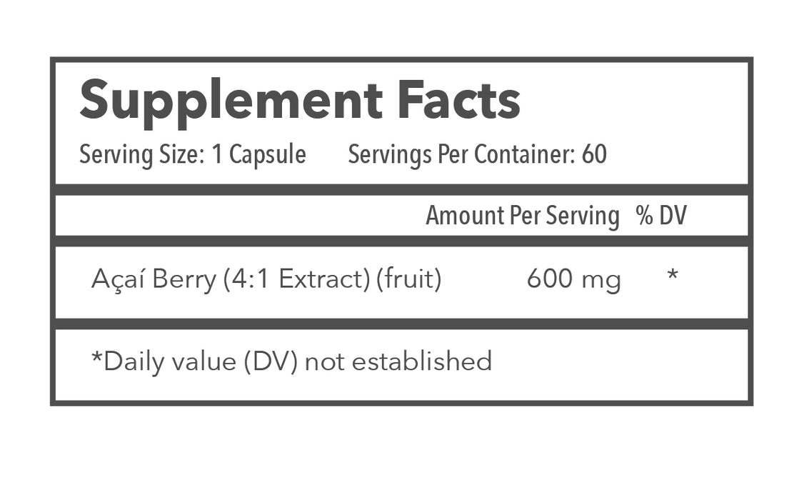 TRANSCEND Longevity Inc. Acai Berry Supplement Facts